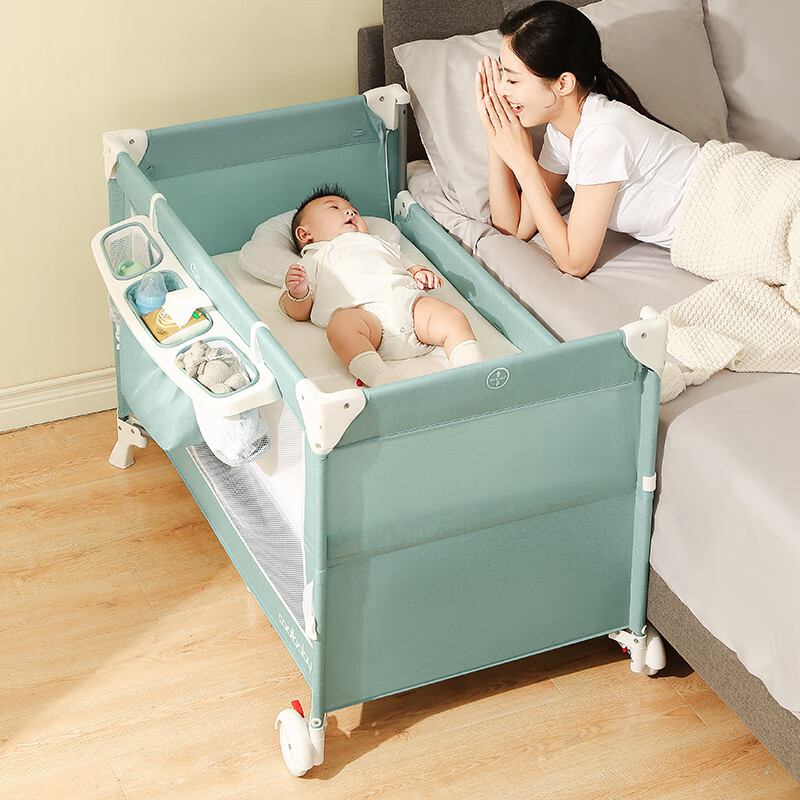COOL BABY 酷儿宝贝 coolbaby婴儿床多功能拼接大床新生儿床便携移动尿布台折叠宝宝床 春芽绿基础款 399元