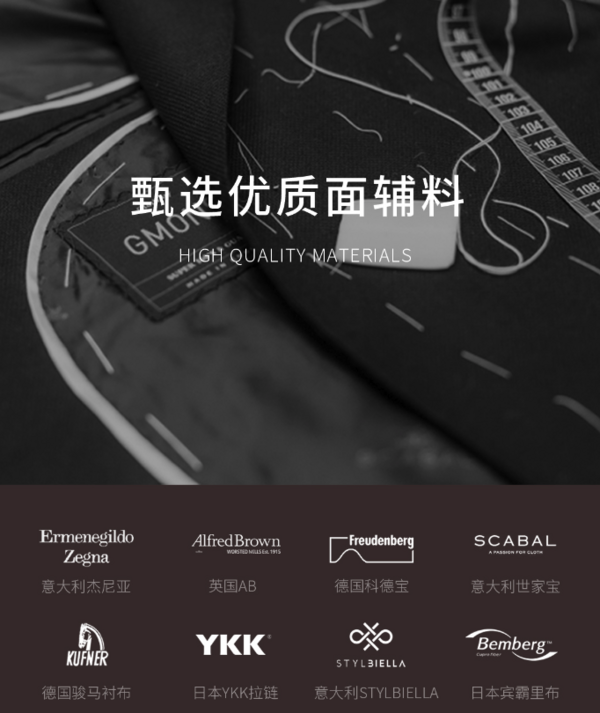 G·MONS 吉约蒙 戗驳领条纹双排扣西服GXF0616