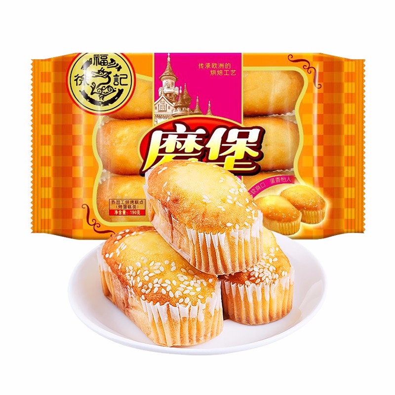 PLUS会员：徐福记 磨堡欧式传统蛋糕 芝麻味 190g/袋*14件 55.23元免邮（合3.94元