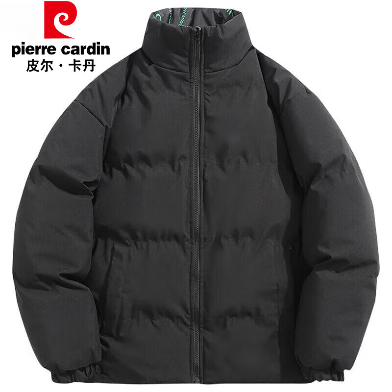 皮尔·卡丹 皮尔卡丹（pierre cardin） 两面穿秋冬季加厚棉服 纯色外套立领面