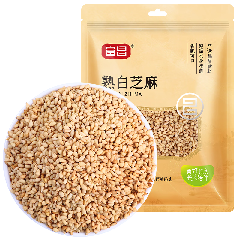 富昌 熟白芝麻 100g 低温炒制 香醇饱满 2.8元