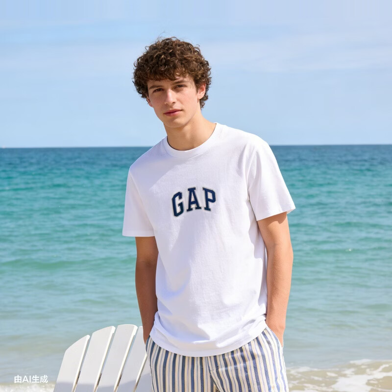 Gap 【美版基础款】纯棉字母logo短袖T恤常规款男上衣570044 65元（需买2件，需