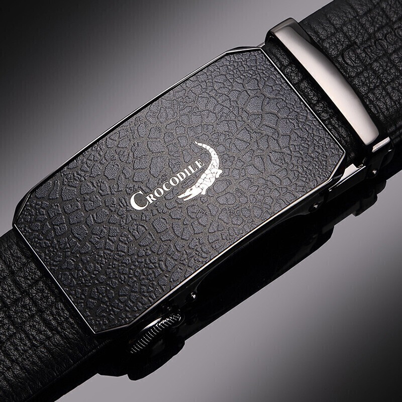 crocodile鳄鱼恤皮带男自动扣鳄鱼纹男士双面头层牛皮商务腰带