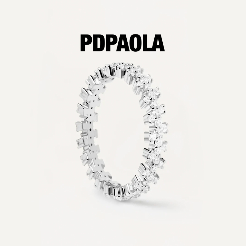 PDPAOLA 皇冠情侣对戒食指戒指女小众轻奢新年礼物银镀18k金crown 768元（需用