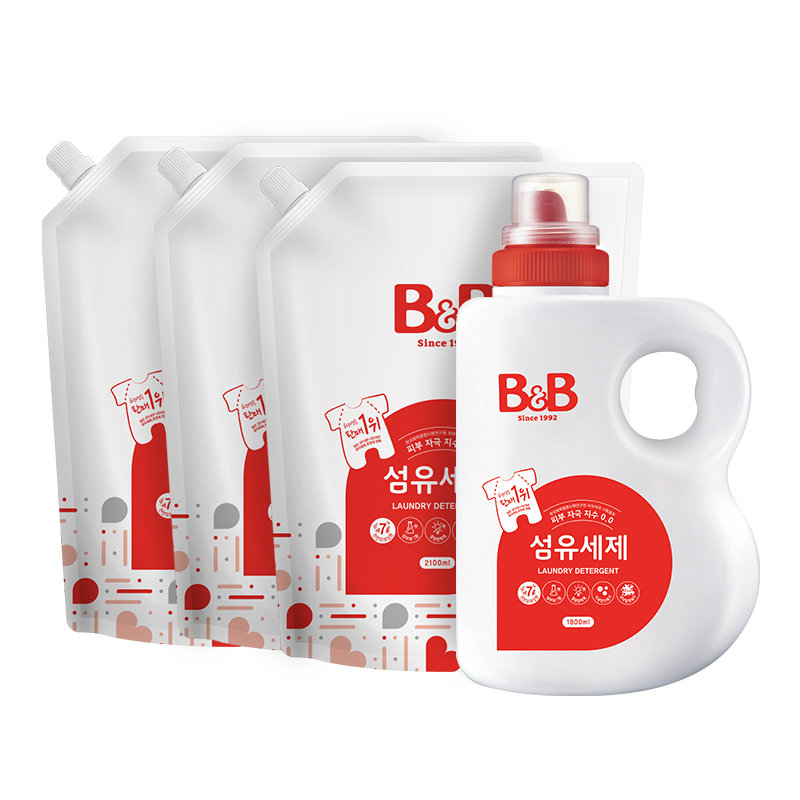 B&B 保宁 韩国B&B保宁宝宝洗衣液1800ml+2100ml*3 178元（需用券）