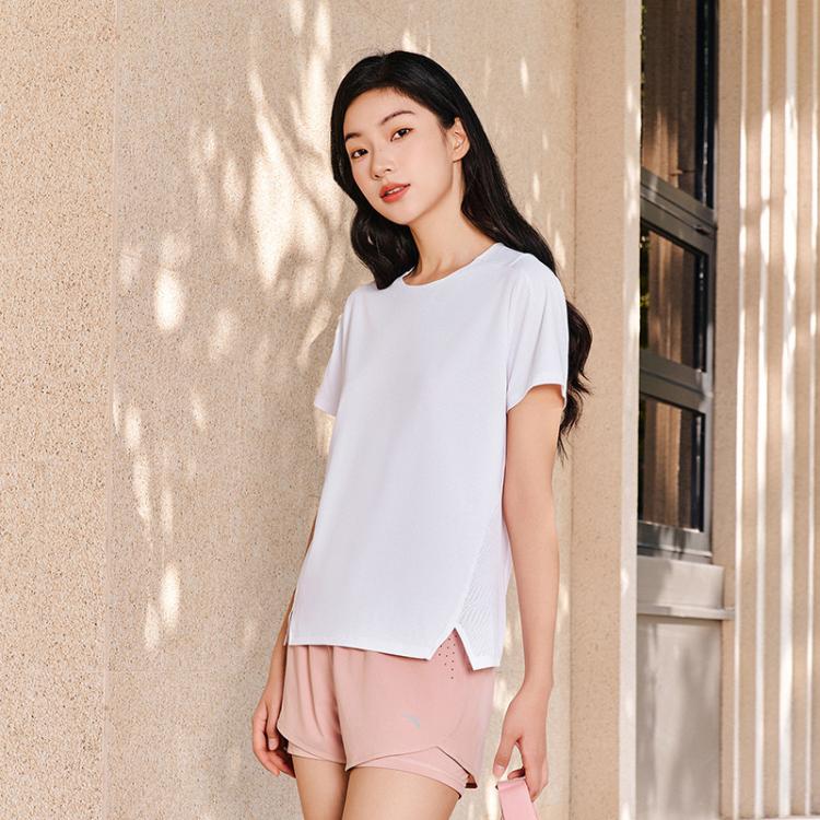安踏 夏季零压速干T吸汗透气C5跑步训练运动短袖女t恤舒适针织衫 62元