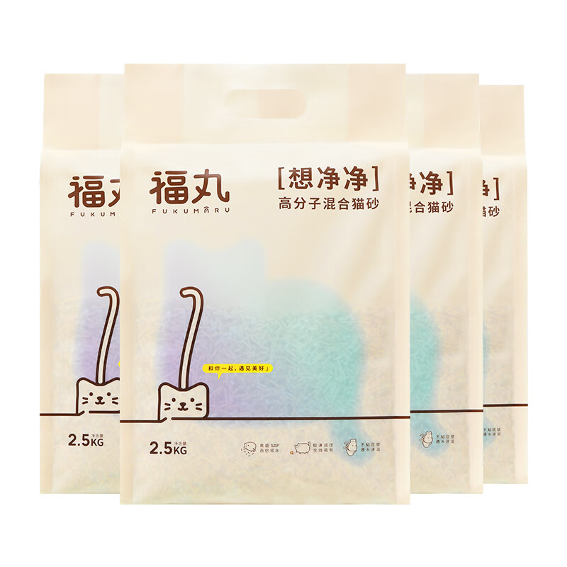 PLUS会员：FUKUMARU 福丸 高分子豆腐混合猫砂 2.5kg*4 87.91元包邮（双重优惠）