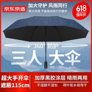 京东京造 雨伞 手动商务伞大号男女双人手动开收伞简约加固晴雨伞 藏蓝 商
