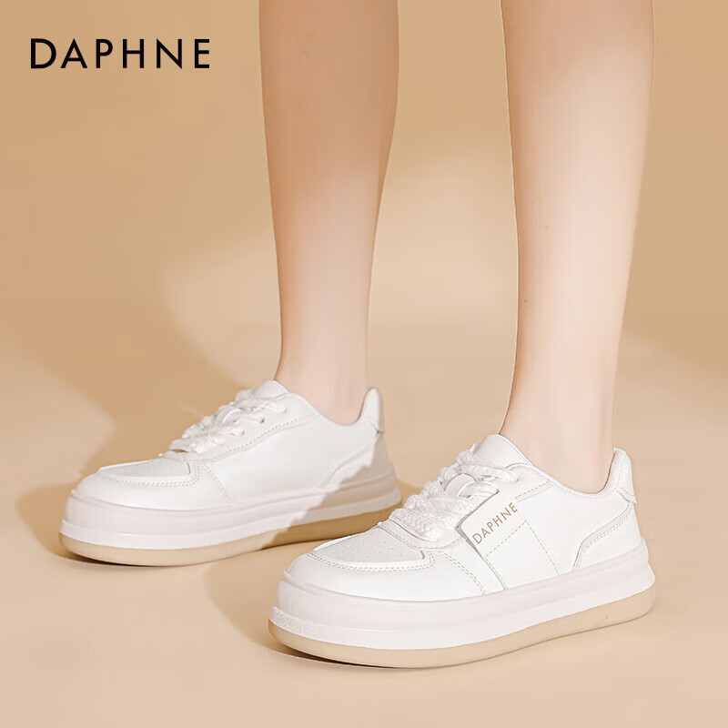 DAPHNE 达芙妮 小白鞋女新款爆款鞋子女鞋厚底大头鞋休闲鞋 米色 36 134元（需