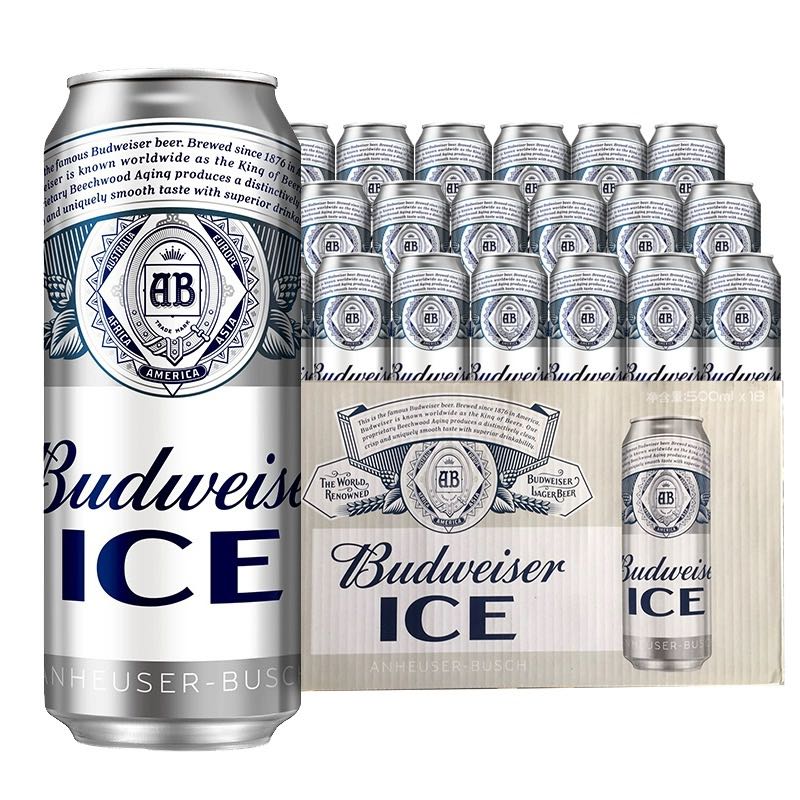 88VIP：Budweiser 百威 整箱装啤酒罐装醇正清爽易拉罐冰啤500ml*18听 55.1元（需