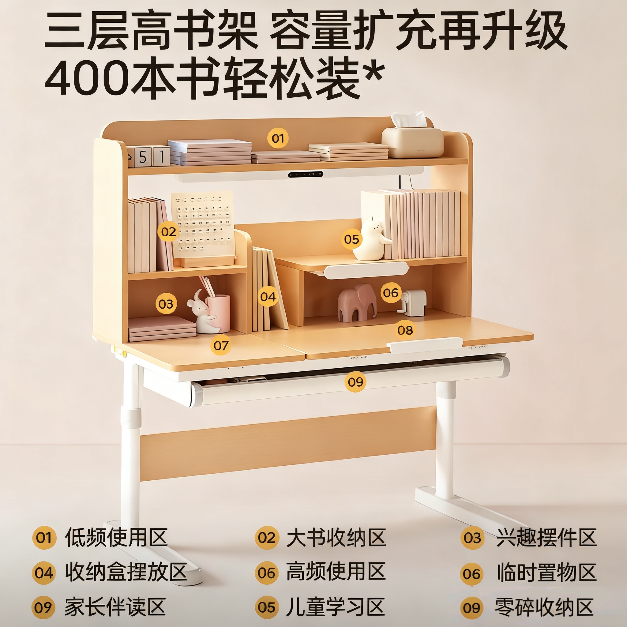 护童 星辰系列 智多星学习书桌椅套装 灯桌一体 奶油风 815.32元（需用券）