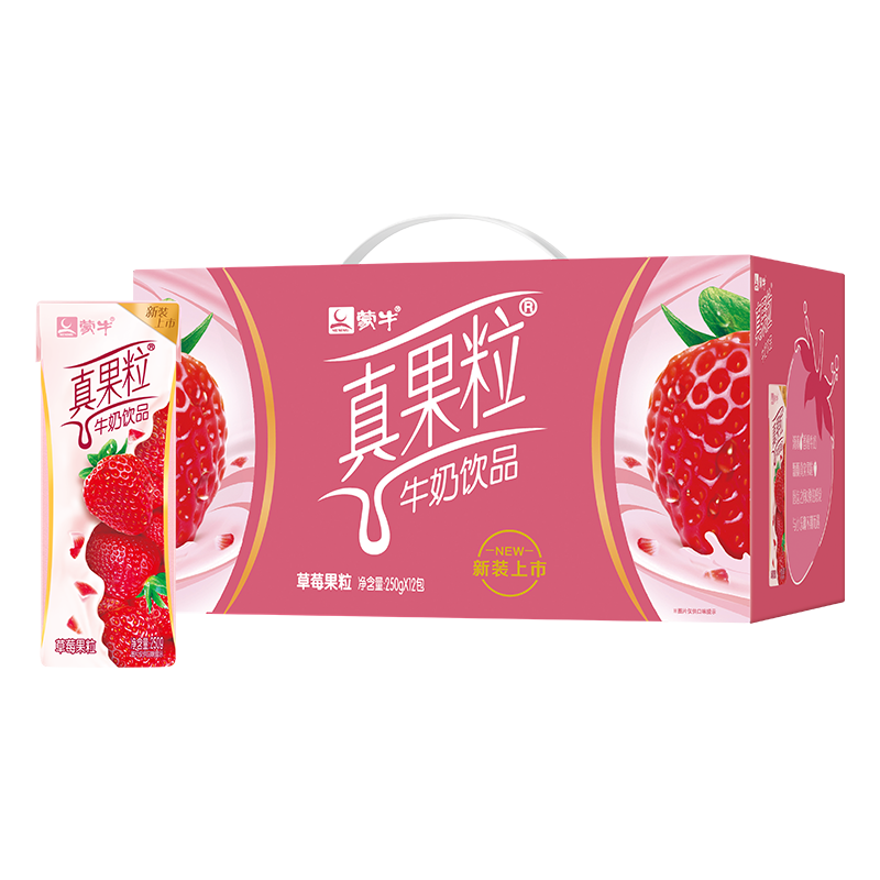 PLUS会员：MENGNIU 蒙牛 真果粒 牛奶饮品 草莓果粒 250ml*12盒/箱*4件 99.2元包邮(