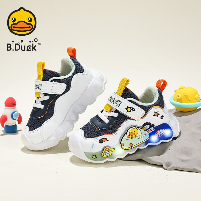 B.Duck 小黄鸭 童鞋 男女童亮灯时尚运动鞋 73.05元