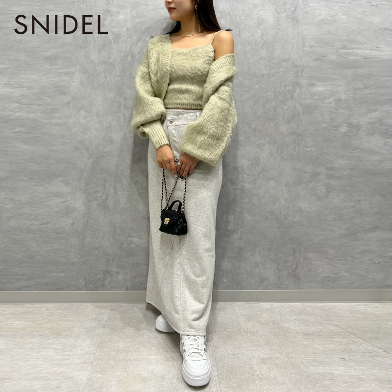 0税费！SNIDEL 2023冬新品高腰不对称A字牛仔半身裙SWFS235142 ￥340.53