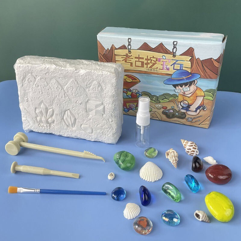 儿童考古挖掘玩具宝石盲盒幼儿园宝宝探索手工仿真水晶矿石化石宝藏