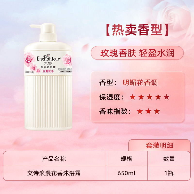 Enchanteur 艾诗 沐浴乳持久留香氛香水沐浴乳女士家庭装官方 39.9元