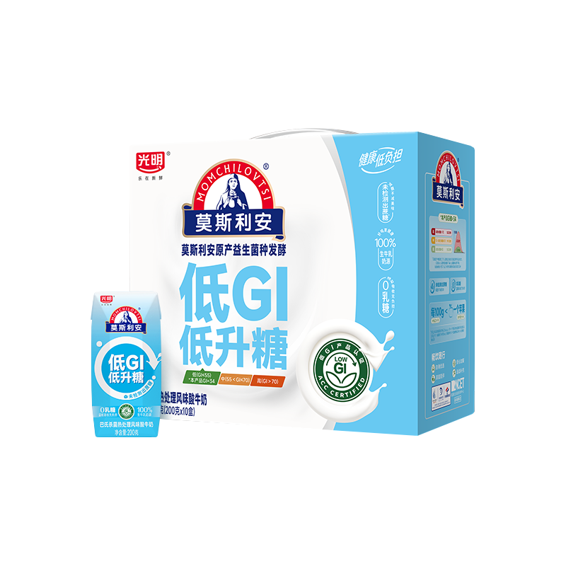 限地区、淘金币可用、88VIP：光明 莫斯利安酸奶低GI风味 200g*10盒 14.86元（需