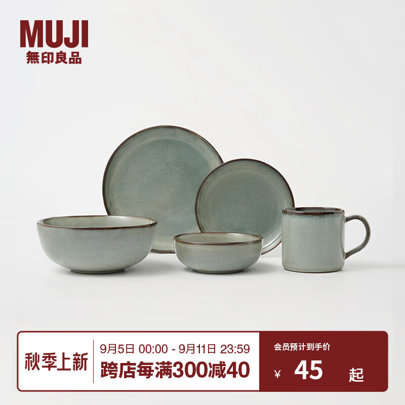 MUJI 無印良品 无印良品（MUJI）窑变釉 浅盘 餐具 餐盘 家用 灰色 大 直径205