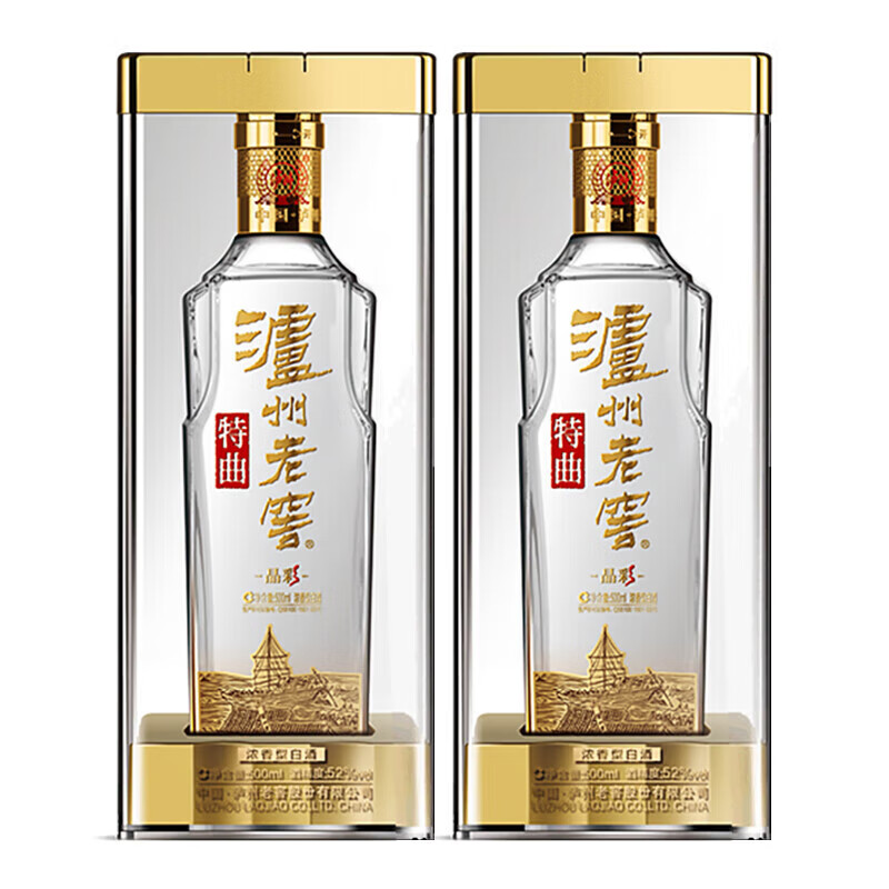 京东百亿补贴:泸州老窖特曲晶彩 浓香型白酒 52度 500ML 2瓶装 389.88元