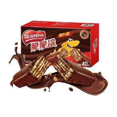 再降价、88VIP：Nestle 雀巢 脆脆鲨 巧克力威化饼干零食 18.6g*40条 28.4元包邮（