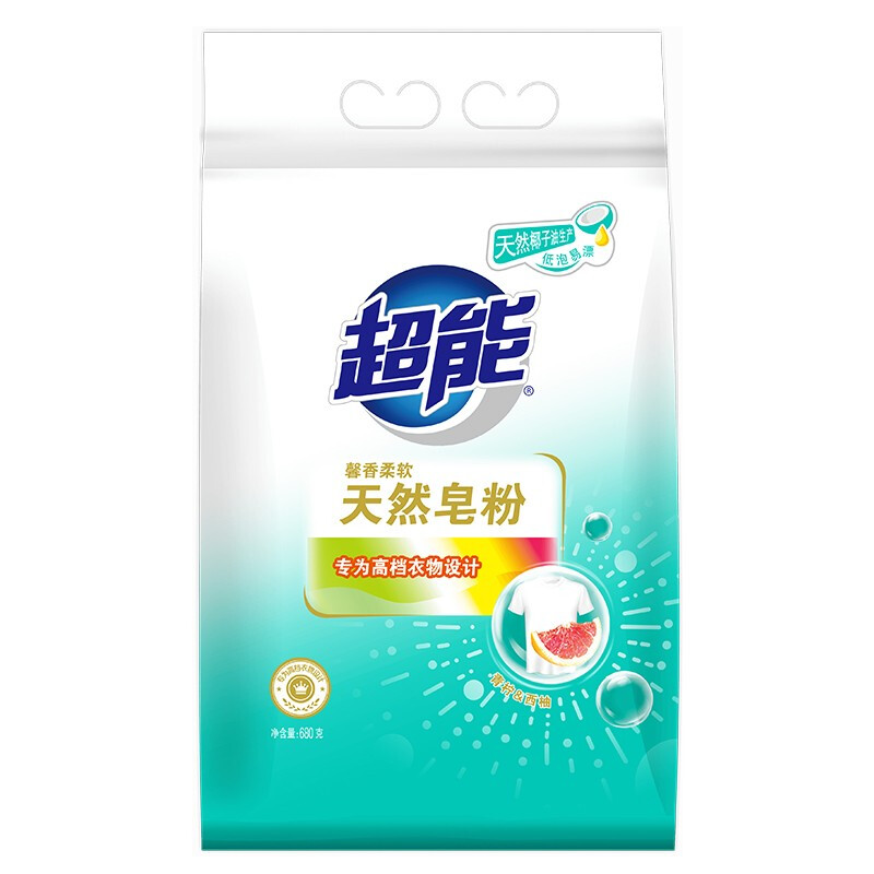 超能 馨香柔软天然皂粉 680g 青柠西柚 8.9元（需用券）