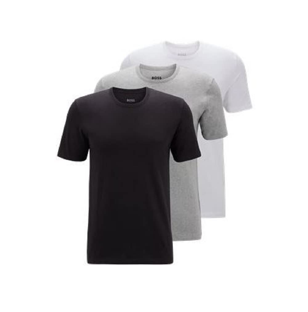 BOSS 男士3件装圆领棉质T恤，白色|灰色|黑色 到手约￥248.49