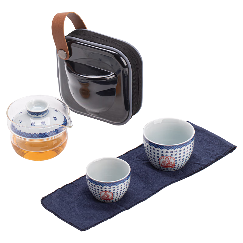 苏氏陶瓷 SUSHI CERAMICS）国潮青花心经旅行包便捷茶具 快客组 125.1元