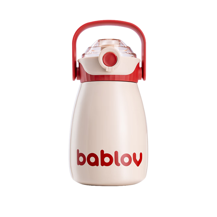 PLUS95折：BABLOV 儿童大容量 便携吸管保温水壶 红1000ml+背带 84.7元（需领券）