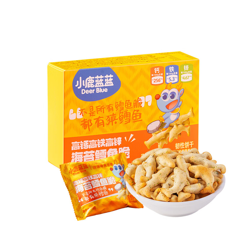 小鹿蓝蓝 高钙高铁高锌海苔鳕鱼脆饼干60g原味 9.97元（需买3件，需用券）