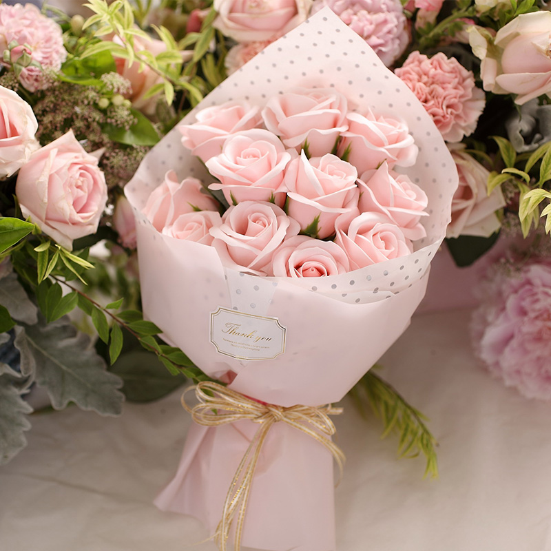 PLUS会员、需首购：初朵 11朵粉玫瑰花 母亲节 香皂花同城配送花（可设指定