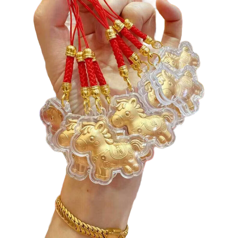 黄金 2mg足金999 马上有钱水晶挂件 红挂绳 1.9元（2人拼团）