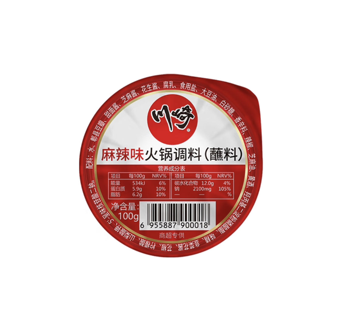 川崎 火锅蘸料 麻辣味 中辣100g 任选8件 18.88元包邮（折2.36元/件）