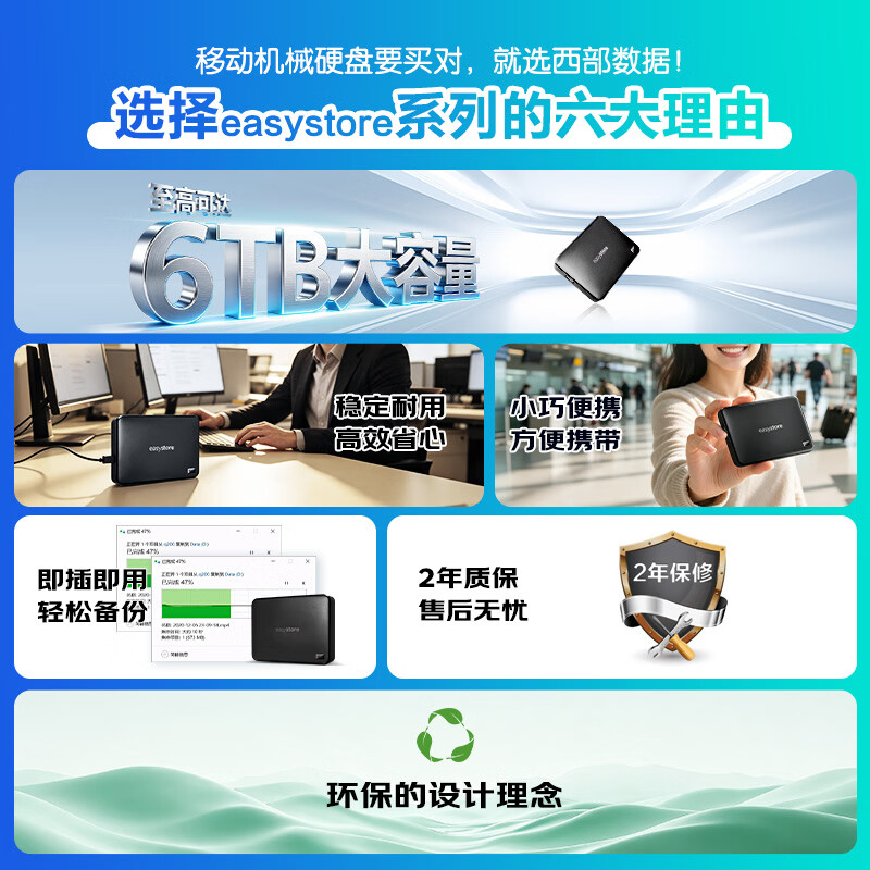 西部数据 easystore系列 5TB USB3.0 2.5英寸移动机械硬盘 1044.5元 - 线报酷