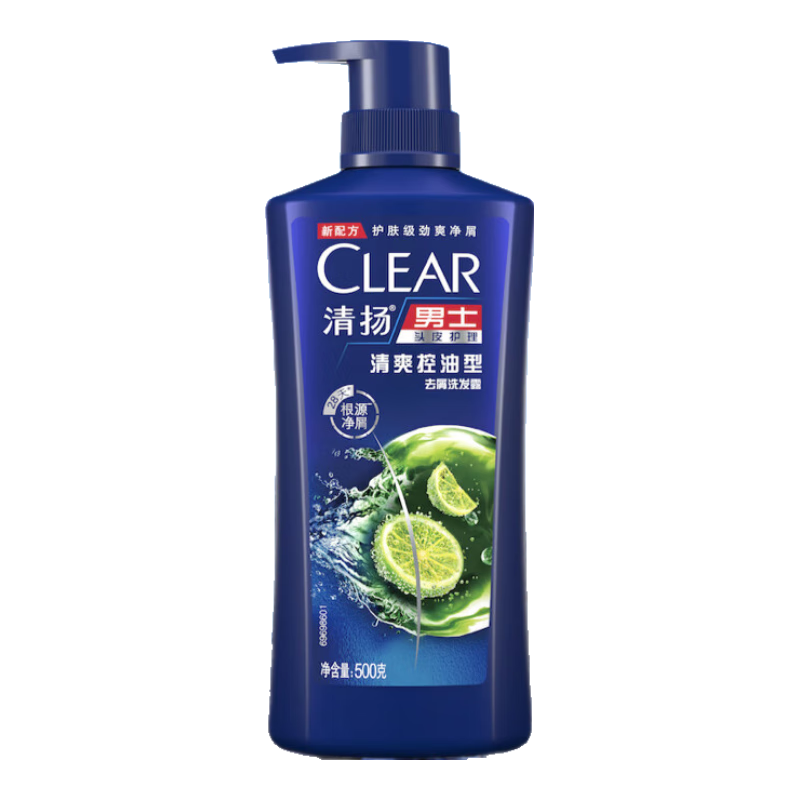 京东百亿补贴:清扬（CLEAR）男士去屑洗发水清爽控油型500g+100gX2 青柠薄荷醇 