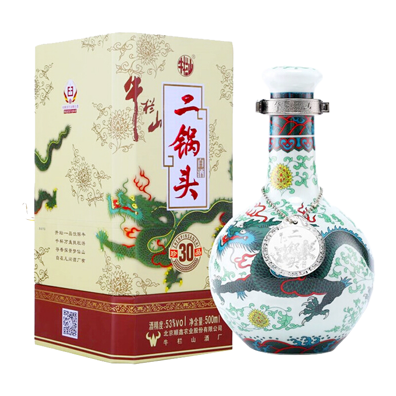 PLUS会员：Niulanshan 牛栏山 二锅头 珍品30 青龙 53﹪vol 清香型白酒 500ml 单瓶装