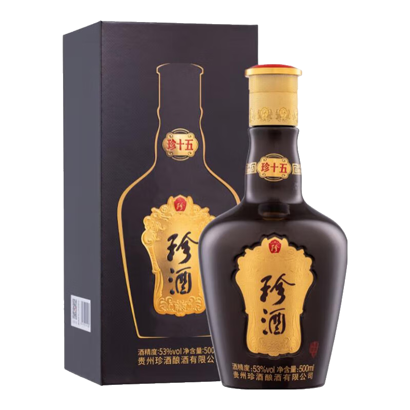 plus会员：KWEICHOW ZHENJIU 珍酒 珍十五 53﹪vol 酱香型白酒 500ml 礼盒装 返后689.8