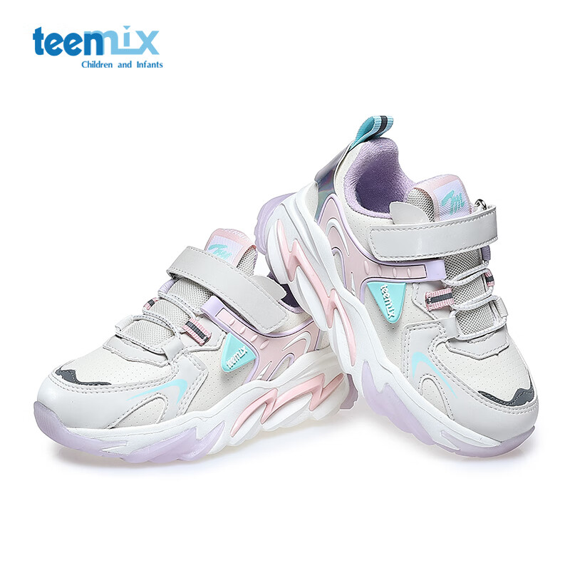 TEENMIX 天美意 童鞋儿童运动鞋2023新款冬季女童中大童加绒加厚保暖二棉鞋 