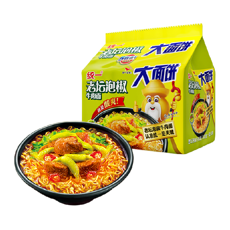 统一 老坛泡椒牛肉面 135g*5包 ￥12.44