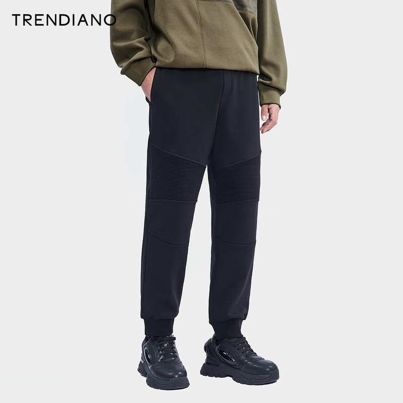 TRENDIANO 打揽拼接宽松休闲裤冬季运动束脚裤男潮 黑色 M 799元（需用券）