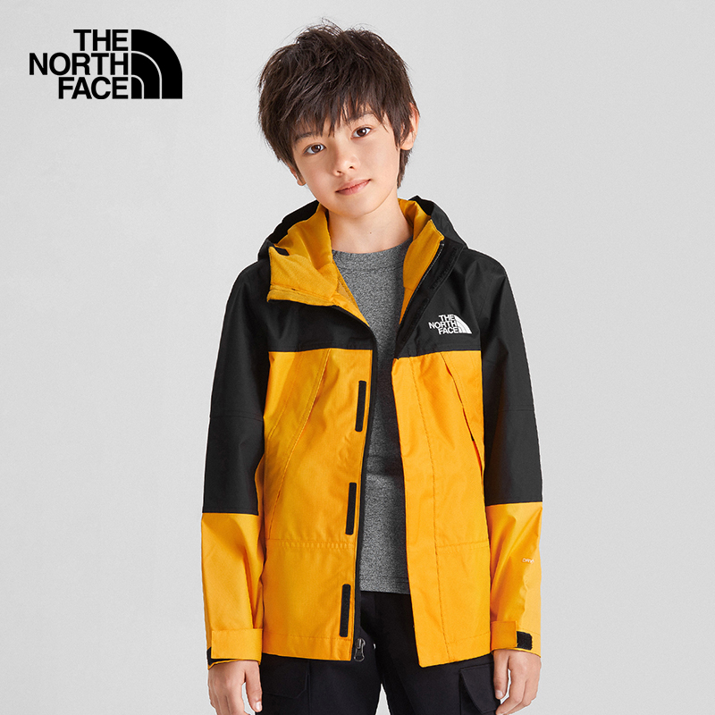 THE NORTH FACE 北面 童装儿童冲锋衣外套防风防水透气春秋|7QI7 56P/黄色 140cm S（