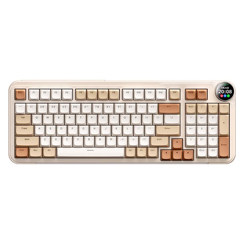 北通 灵感键盘客制化旋钮屏三模GASKET结构RGB灯效 奶油白 奶油白-凯华雪月轴