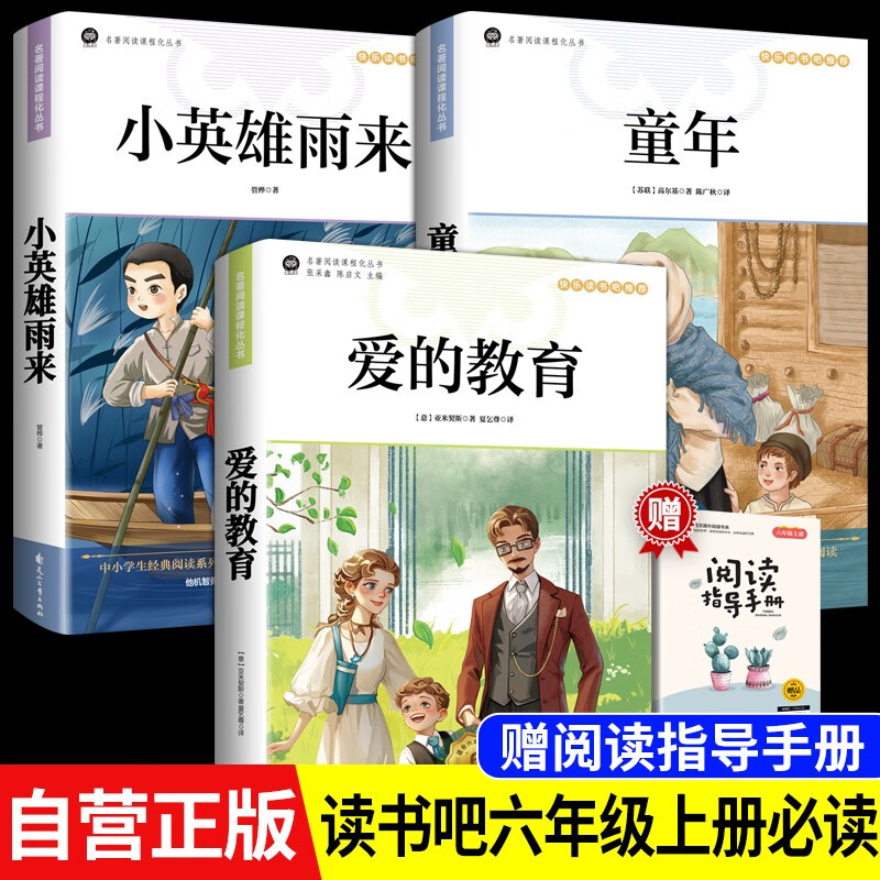 快乐读书吧六年级上册 爱的教育+童年+小英雄雨来 17.31元（需买3件，共51.93