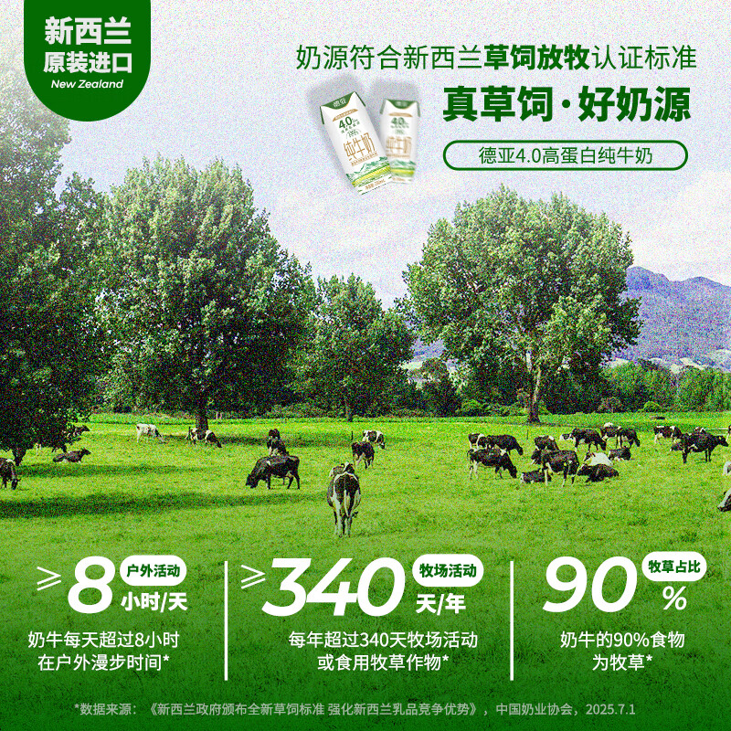 德亚 高蛋白高钙 纯牛奶 箱装 24盒 69.75元 - 86线报