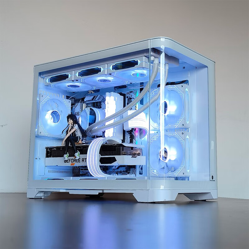 玩嘉 天幕白色MINI曲面玻璃海景房电脑机箱台式机MATX240/360水冷 天幕白（支持MATX/360水冷/40显卡 199元