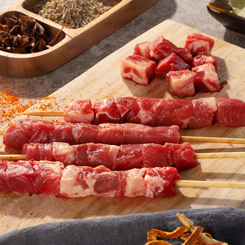 游牧御品 原切牛肉串2斤30大串 烧烤食材烤串炸串半成品 露营烧烤生鲜牛肉 59.9元
