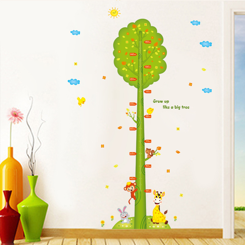 呢呢 卡通树身高尺墙贴儿童房间宝宝量身高门贴卧室温馨可移除装饰贴画 10