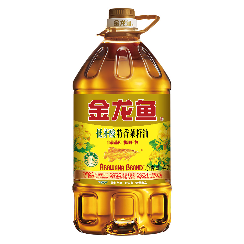 金龙鱼 菜籽油4L低芥酸特香菜籽油5L非转基因家用烹饪食用油植物油 36.9元