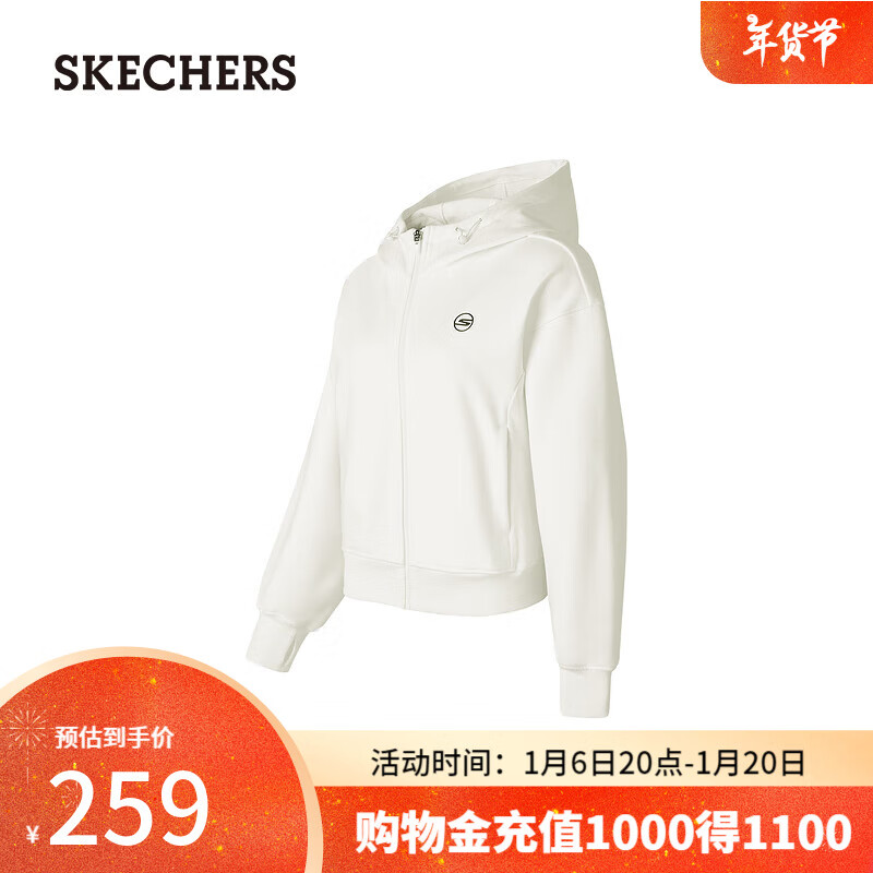 SKECHERS 斯凯奇 2024年冬季女子柔软舒适保温针织P424W159 棉花糖白/0074 XXL 489元