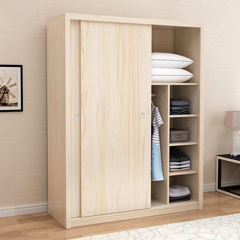 骏德衣柜推拉门简易木质两门小衣柜198元