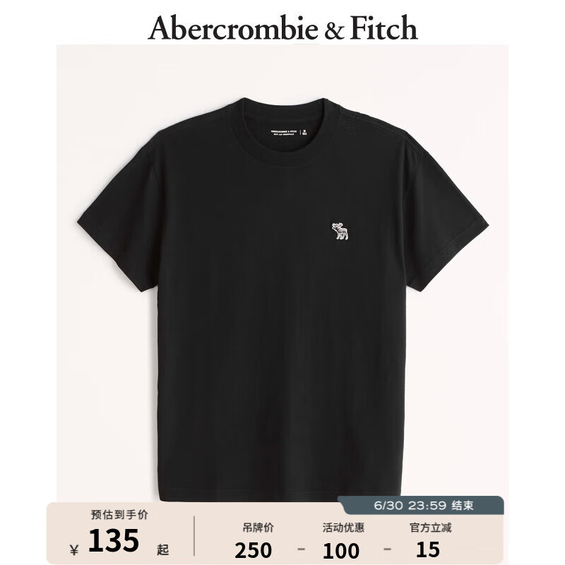 今日必买：Abercrombie & Fitch 小麋鹿 男士圆领短袖T恤 KI124-9135 99.4元